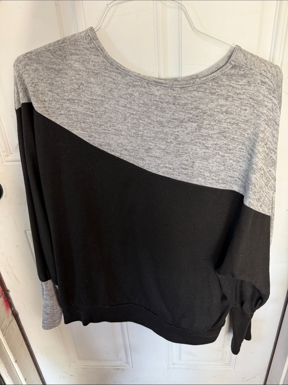 SHEIN Gray & Black Diagonal Colorblock Sweatshirt